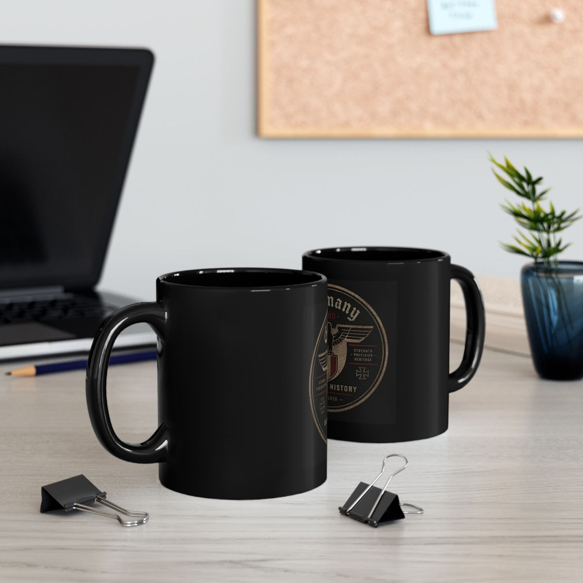 Germany Eagle Crest Mug | Vintage Coat of Arms Black Ceramic