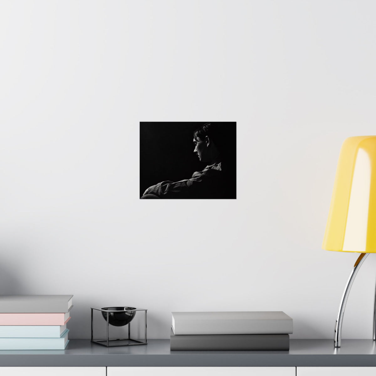Matte Horizontal Poster — Moody Black & White Profile Portrait