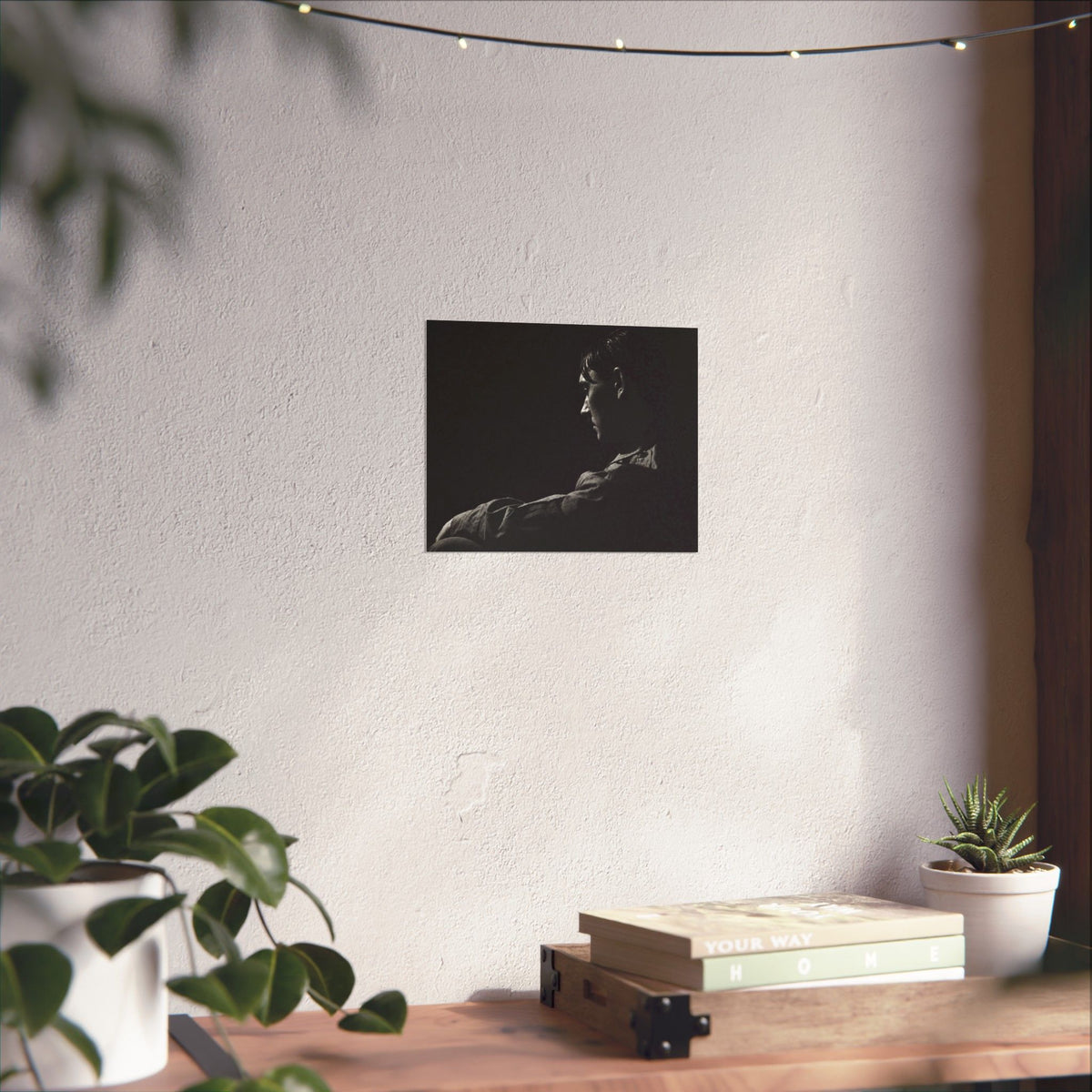 Matte Horizontal Poster — Moody Black & White Profile Portrait