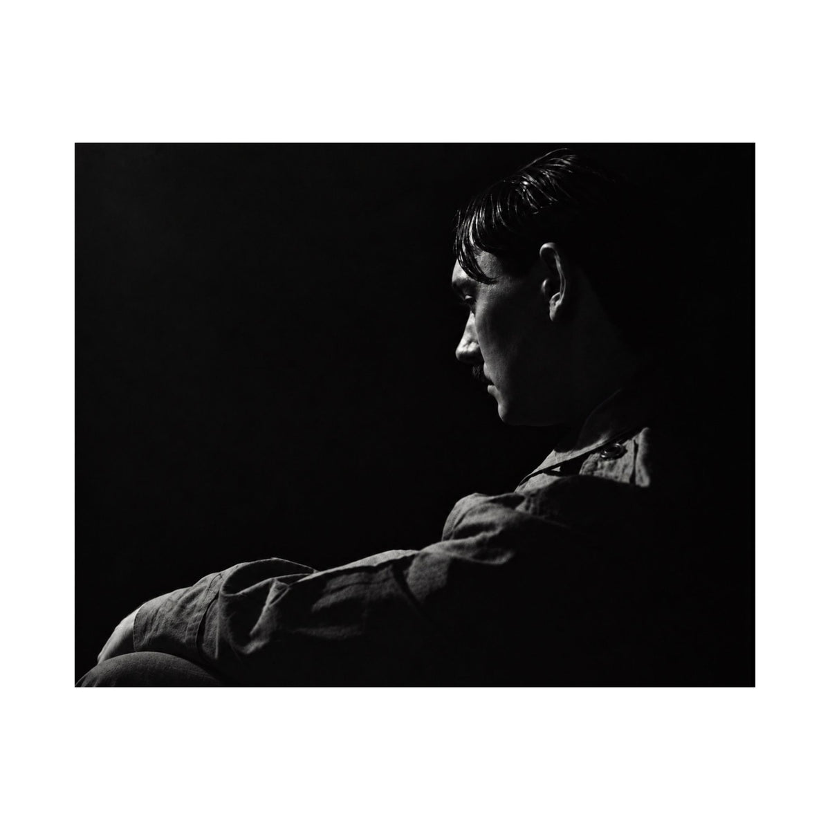 Matte Horizontal Poster — Moody Black & White Profile Portrait