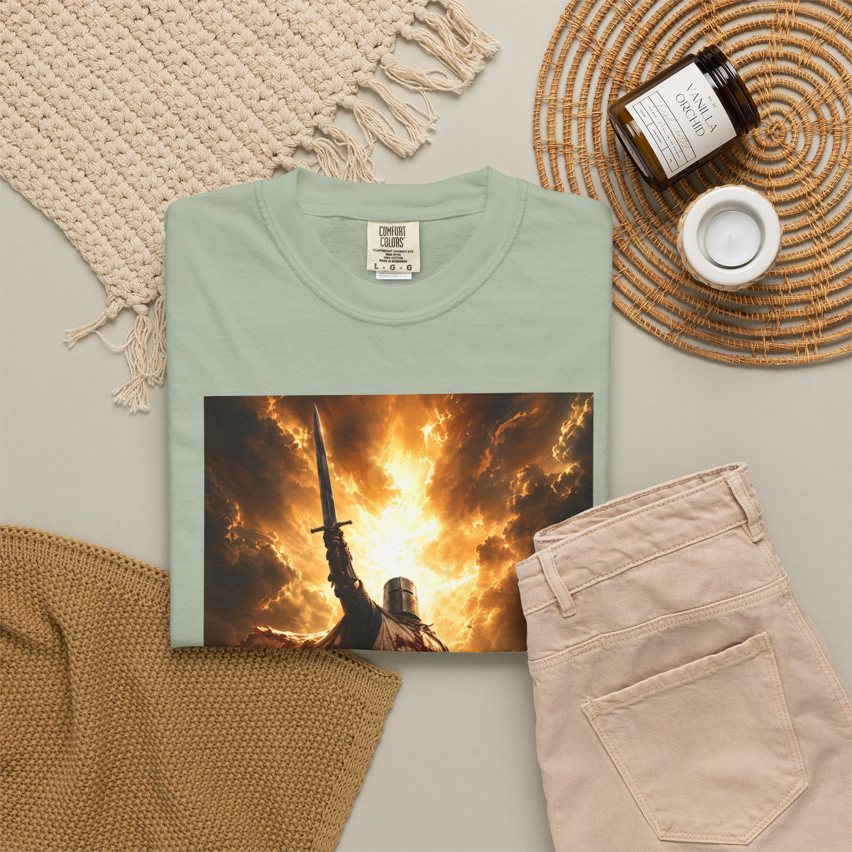 Viking Warrior Graphic T-Shirt — Fiery Norse Battle Scene