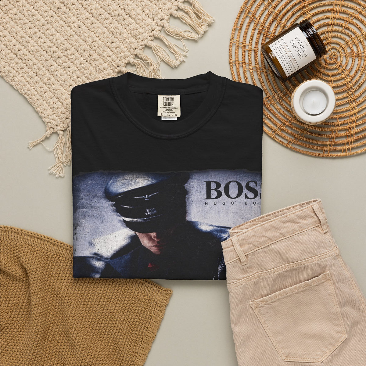 Boss Leather Jacket Graphic T‑Shirt