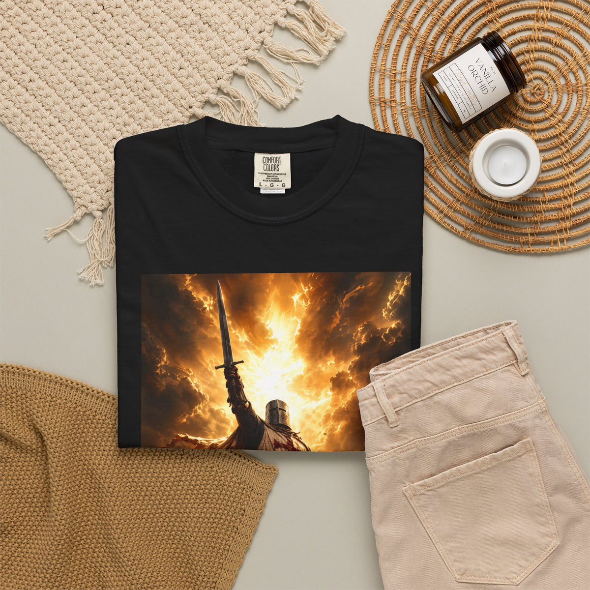 Viking Warrior Graphic T-Shirt — Fiery Norse Battle Scene