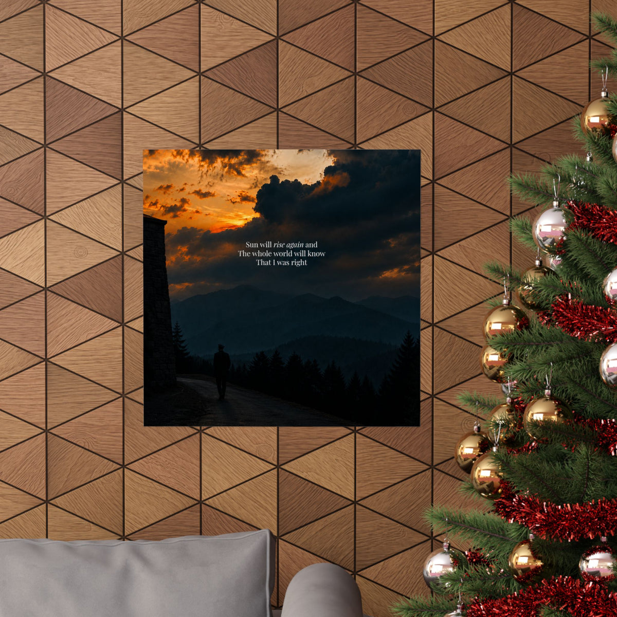 Matte Vertical Poster — Sunset Mountain Walk with Quote 'Sun will rise again and the whole world will know that I was right'