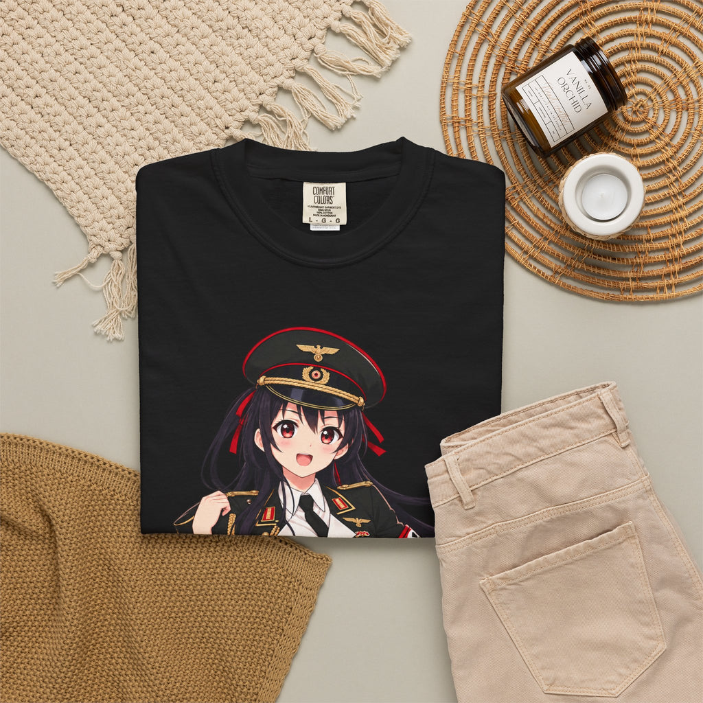 Anime Girl Military Uniform T-Shirt — Cute Officer Character Tee