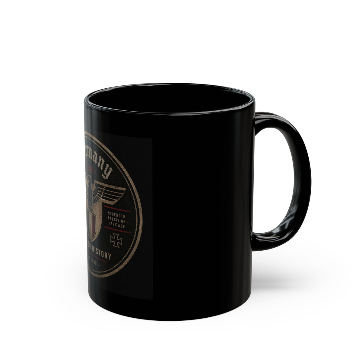 Germany Eagle Crest Mug | Vintage Coat of Arms Black Ceramic