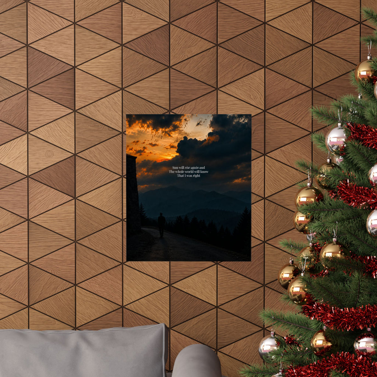 Matte Vertical Poster — Sunset Mountain Walk with Quote 'Sun will rise again and the whole world will know that I was right'