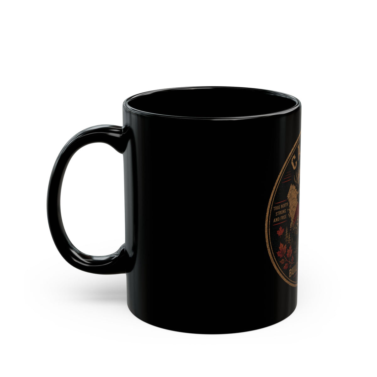 Canada Moose Vintage Emblem Black Mug – "Built on History" (11oz & 15oz)
