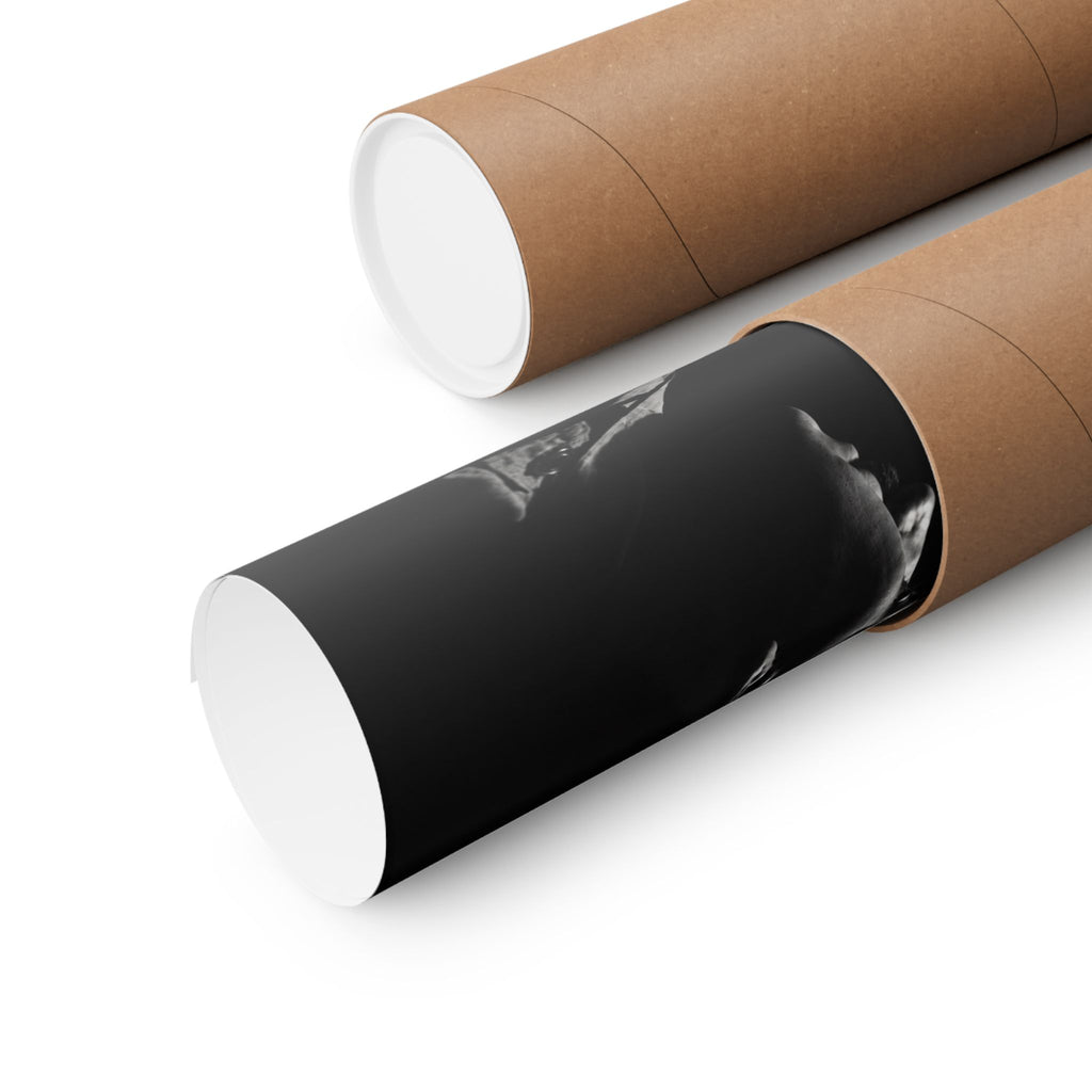 Matte Horizontal Poster — Moody Black & White Profile Portrait