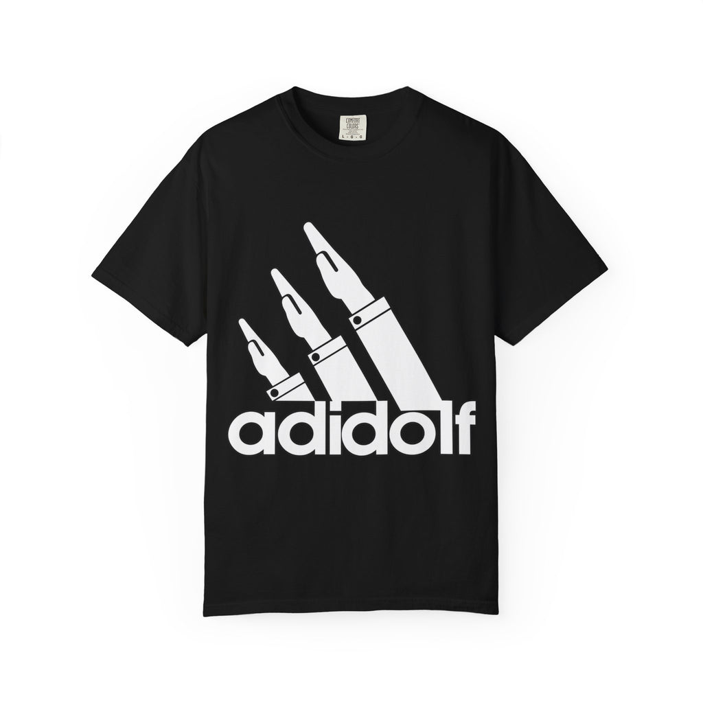 Controversial Parody Tee — "adidolf" Satirical Logo T‑Shirt