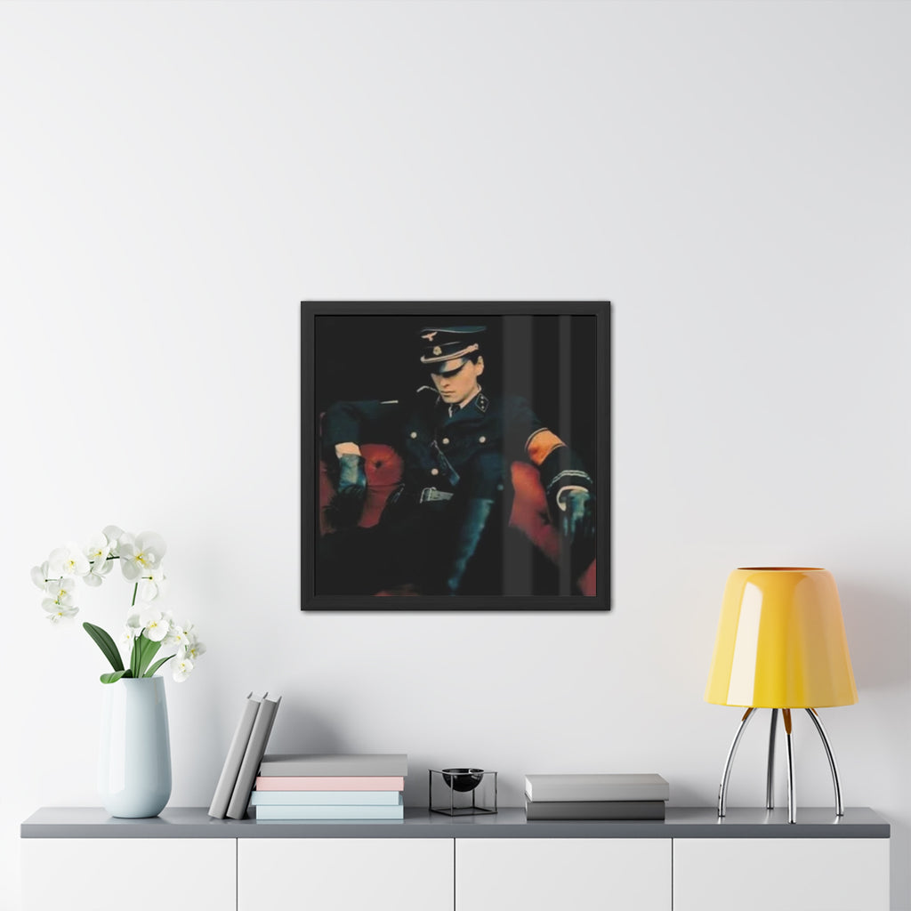 Framed Poster — Vintage Military-Style Noir Portrait Art Print