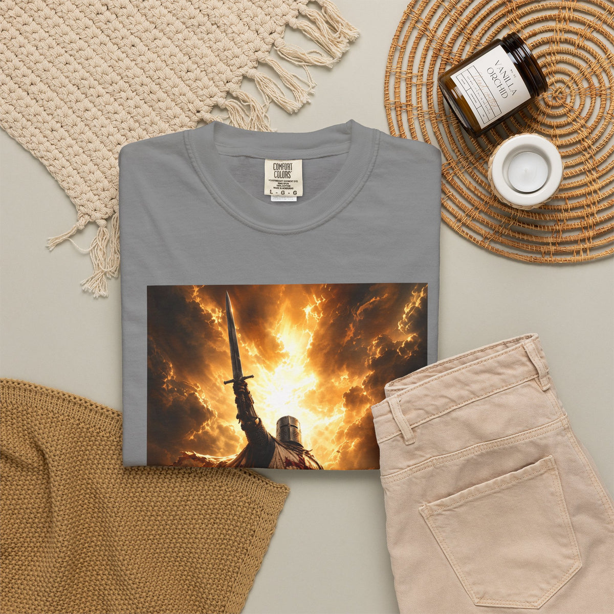 Viking Warrior Graphic T-Shirt — Fiery Norse Battle Scene