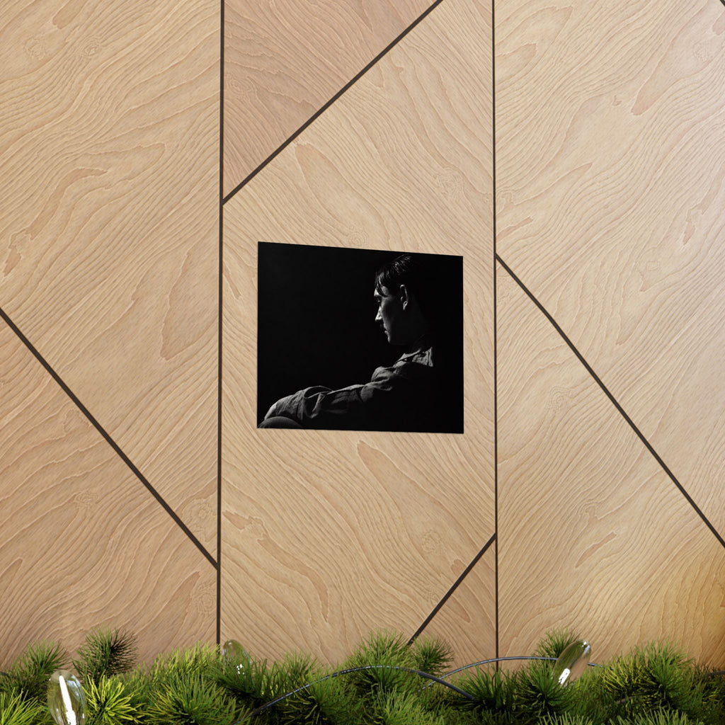 Matte Horizontal Poster — Moody Black & White Profile Portrait