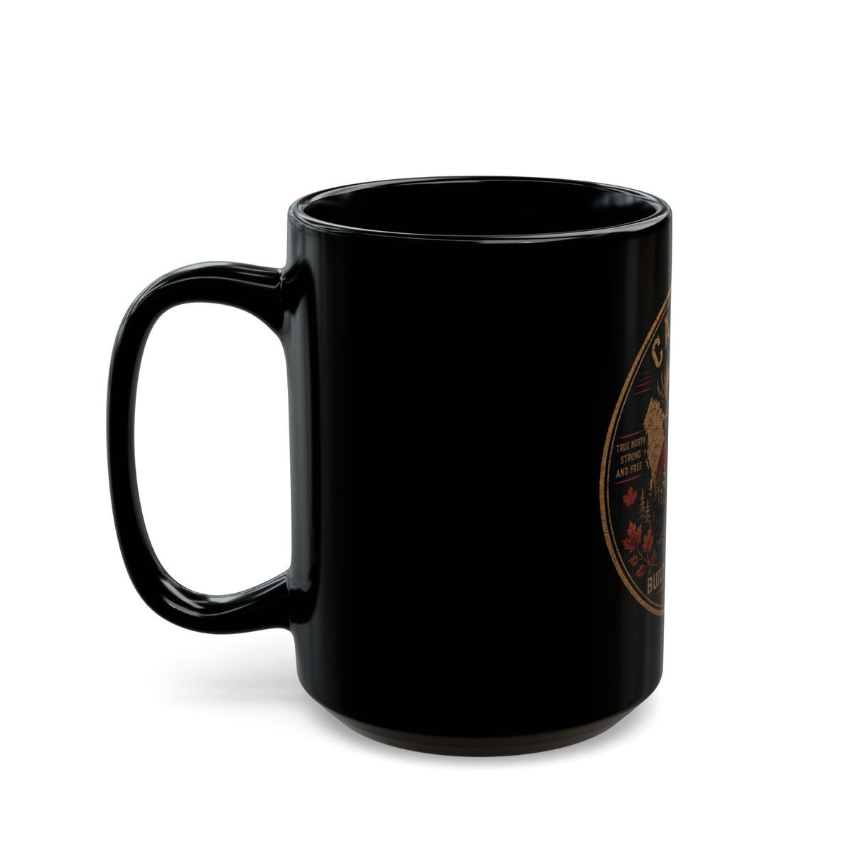 Canada Moose Vintage Emblem Black Mug – "Built on History" (11oz & 15oz)