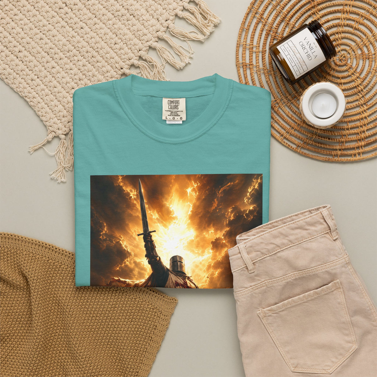 Viking Warrior Graphic T-Shirt — Fiery Norse Battle Scene