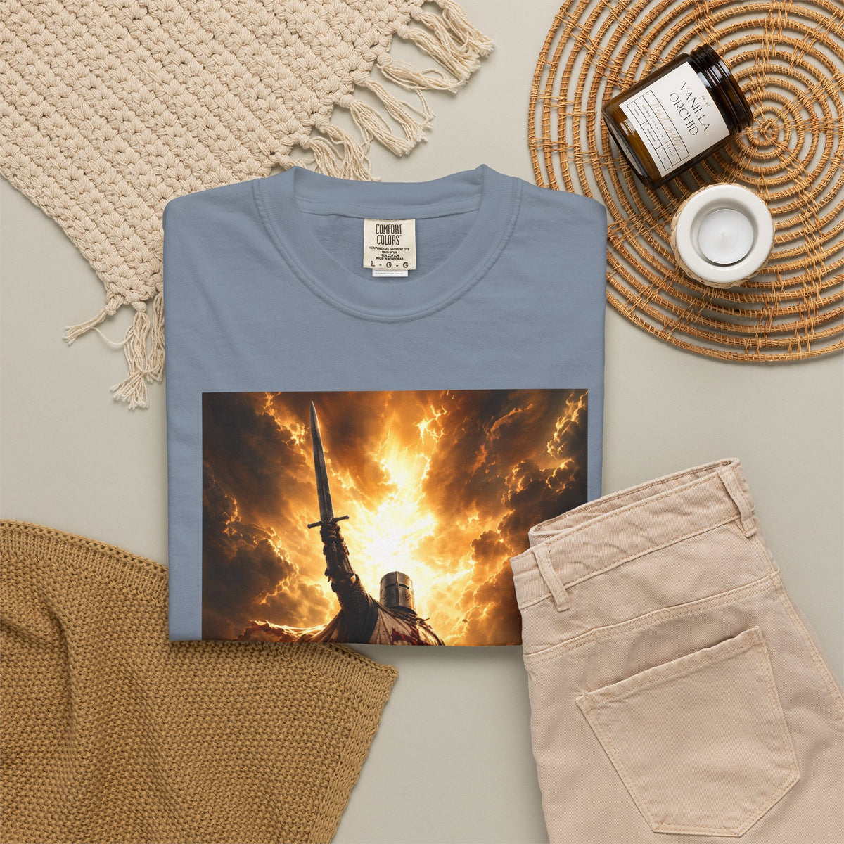 Viking Warrior Graphic T-Shirt — Fiery Norse Battle Scene